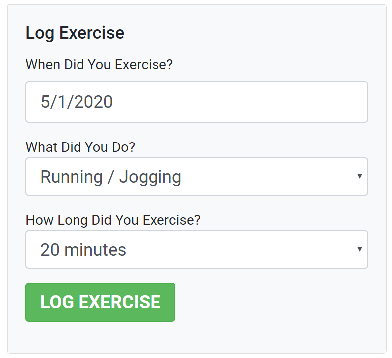 Log Exercise Screen