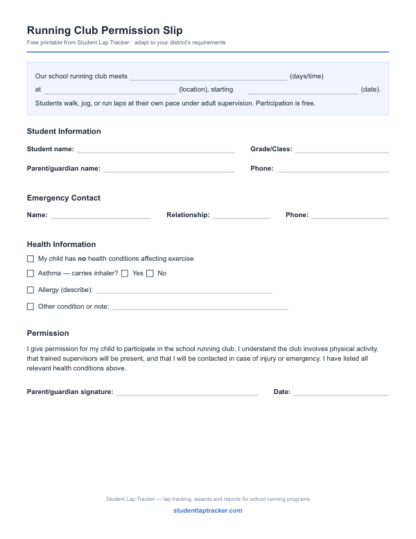 First page of the Permission Slip printable