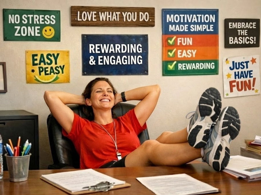 A PE teacher relaxes